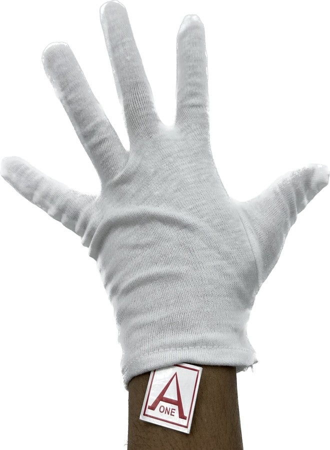 أون قفازات Aone القطنية الفاخرة، 12 زوجًا، مقاومة للبقع وبصمات الأصابع، مثالية لفحص الجودة والتعامل الآمن مع المجوهرات والماس والأحجار الكريمة، ومتاجر الساعات، وللسائقين، وللحماية من الشمس والغبار. - Image 4